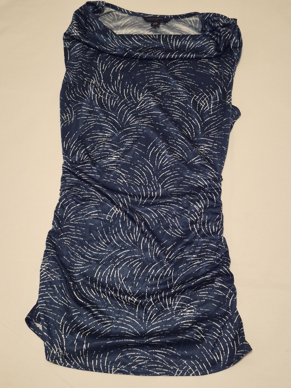 Banana Republic Navy Blue and White Printed Cowl Neck Camisole